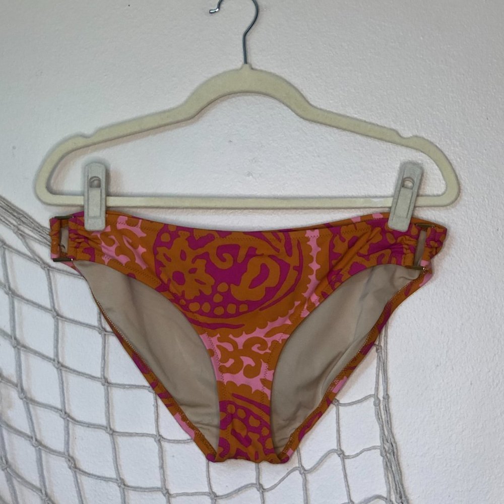 J. CREW Bikini Brief Fuschia Pink Orange with Gold Metal Side Buckles L - Picture 10 of 10